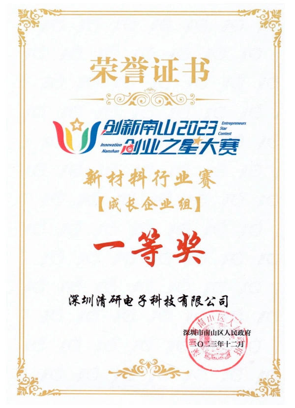First Prize in the Growth Enterprise Group of the 2023 New Materials Industry Competition